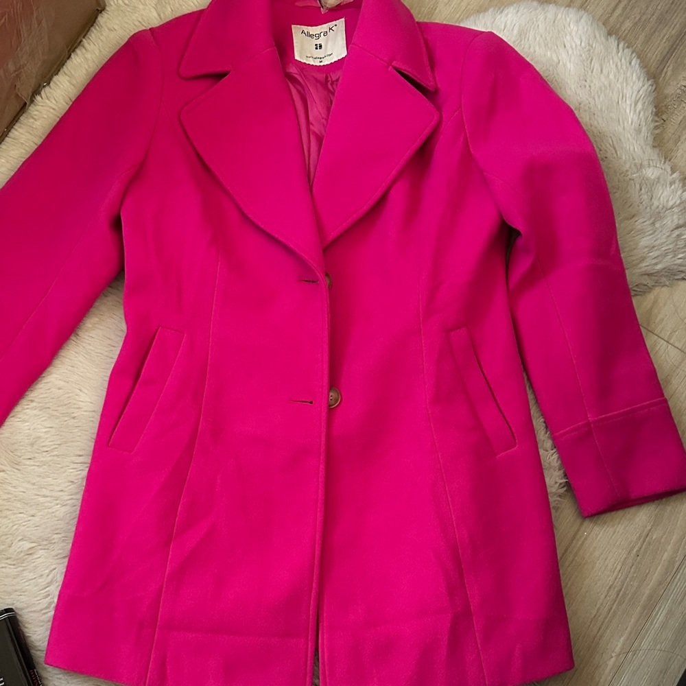 NWT Allegra K Women's Fuchsia Trench Coat